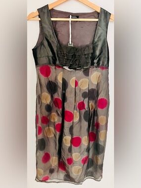 Max & Co. Silk Black Dress with Pink and Gold Polka Dots